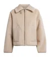 Claudie Pierlot Faux Leather-shearling Biker Jacket In Neutral