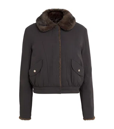 Claudie Pierlot Faux Shearling Reversible Parka In Gray