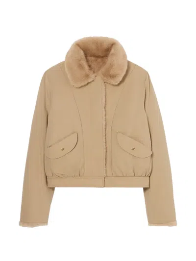 Claudie Pierlot Faux-fur Trim Parka In 뉴트럴