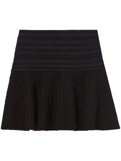 Claudie Pierlot Fine-knit Mini Skirt In Noir / Gris
