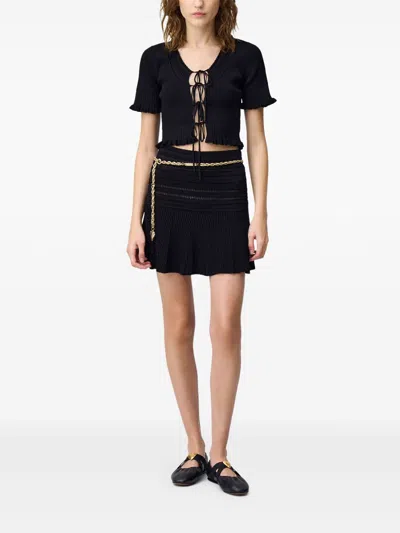 Claudie Pierlot Fine-knot Bow Cardigan In Black