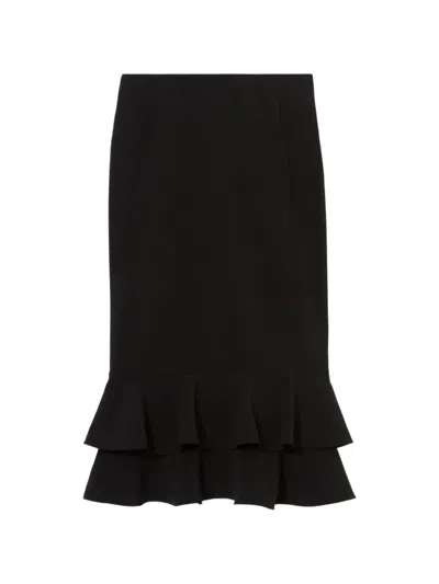 Claudie Pierlot Flared Ruffled Midi Skirt In Black