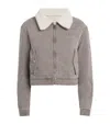 Claudie Pierlot Fleece-lined Denim Jacket In Gray