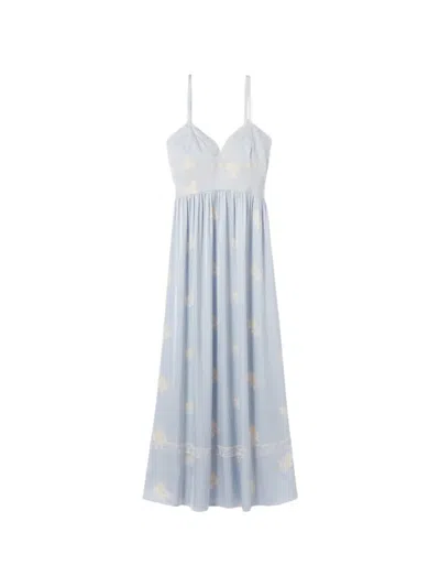 Claudie Pierlot Floral Embroidered Midi Dress In Blue