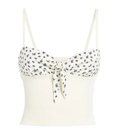 Claudie Pierlot Floral-panel Crop Top In Neutrals