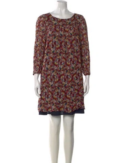 Pre-owned Claudie Pierlot Floral Print Knee-length Dress In Blue