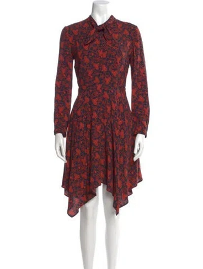Pre-owned Claudie Pierlot Floral Print Knee-length Dress In Red