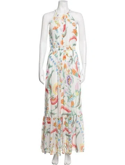 Pre-owned Claudie Pierlot Floral Print Long Dress In White