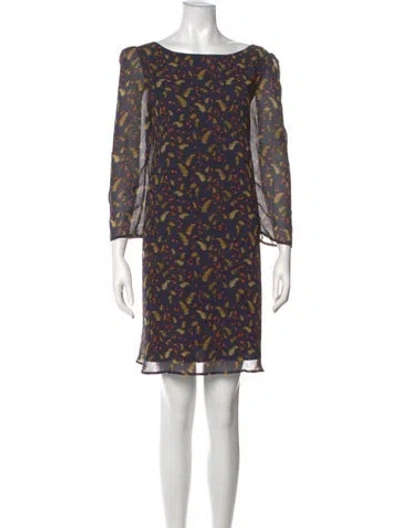Pre-owned Claudie Pierlot Floral Print Mini Dress In Blue
