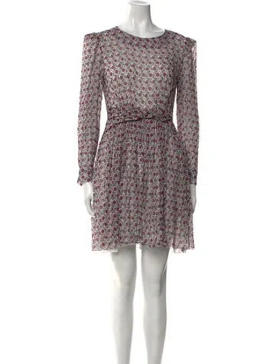 Pre-owned Claudie Pierlot Floral Print Mini Dress In Neutral