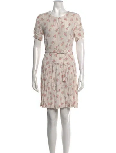 Pre-owned Claudie Pierlot Floral Print Mini Dress In Neutrals