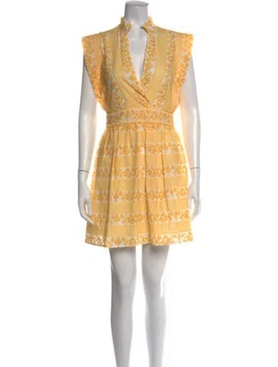 Pre-owned Claudie Pierlot Floral Print Mini Dress In Yellow