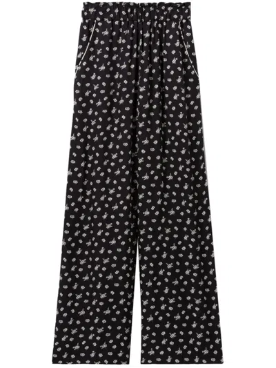 Claudie Pierlot Floral-print Palazzo Pants In Black