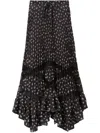 Claudie Pierlot Womens Divers Floral-print Ruffle-trim Woven Midi Skirt In Black