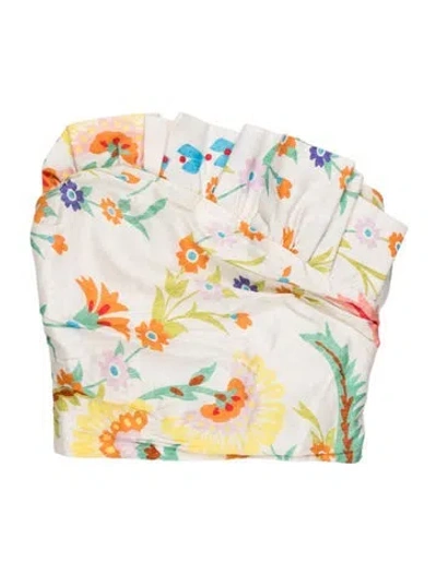 Pre-owned Claudie Pierlot Floral Print Square Neckline Top In White