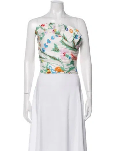 Pre-owned Claudie Pierlot Floral Print Strapless Top In White