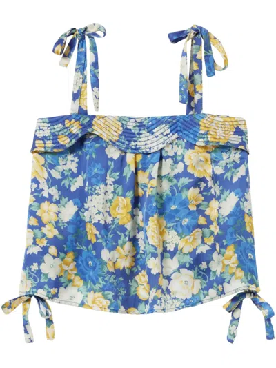 Claudie Pierlot Floral-print Top In Blue