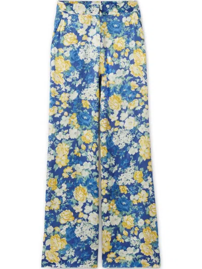 Claudie Pierlot Floral-print Trousers In Blue