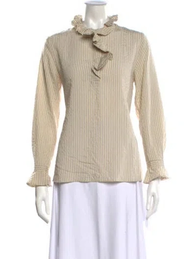 Pre-owned Claudie Pierlot Floral Print V-neck Blouse In Neutral