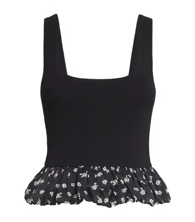 Claudie Pierlot Floral Ruffle-hem Top In Black