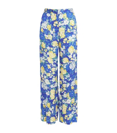 Claudie Pierlot Floral Straight Trousers In Blue