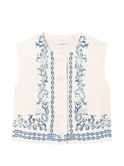 Claudie Pierlot Floral-print Linen Waistcoat In White