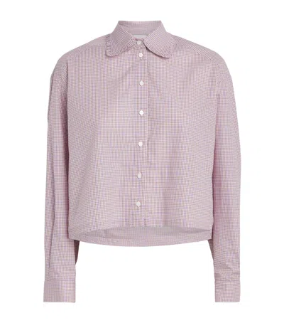CLAUDIE PIERLOT FRILLED-COLLAR CHECK SHIRT