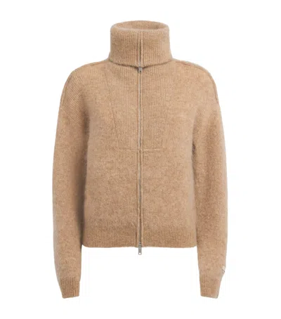 Claudie Pierlot Funnel-neck Zip Cardigan In Pink