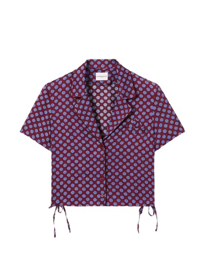 Claudie Pierlot Geometric-pattern Cropped Shirt In Black