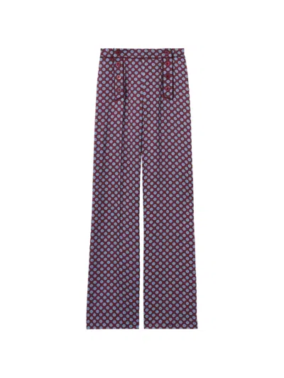 Claudie Pierlot Geometric-print Button-detail Trousers In Purple