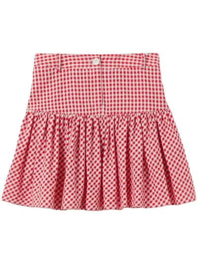 Claudie Pierlot Gingham-check Mini Skirt In 红色