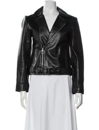 Pre-owned Claudie Pierlot Goat Fur Biker Jacket In Black