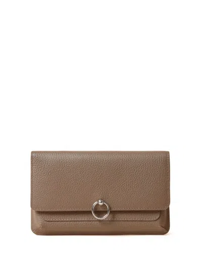Claudie Pierlot Grained Leather Clutch Bag In Brown