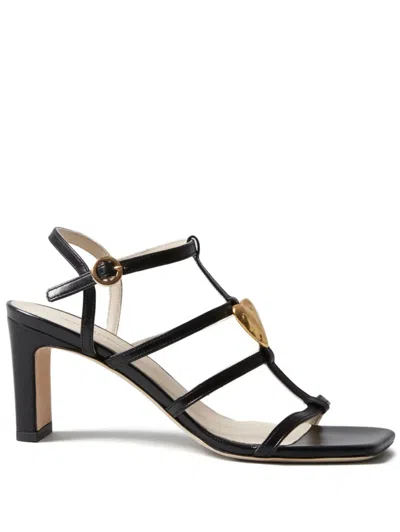 CLAUDIE PIERLOT HEART-HEEL LEATHER SANDALS