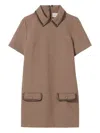 Claudie Pierlot Houndstooth Leather-trimmed Dress In Neutral