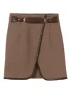Claudie Pierlot Houndstooth Leather-trimmed Miniskirt In Brown