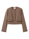 Claudie Pierlot Houndstooth-pattern Cropped Jacket In Brown
