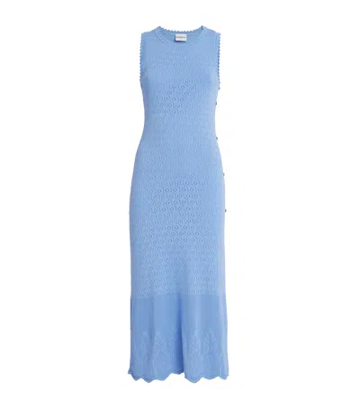 Claudie Pierlot Jacquard Eyelet Midi Dress In Blue