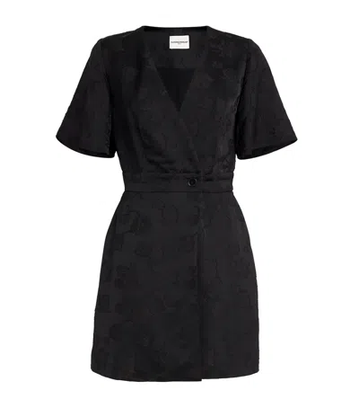 Claudie Pierlot Jacquard Wrap Mini Dress In Black