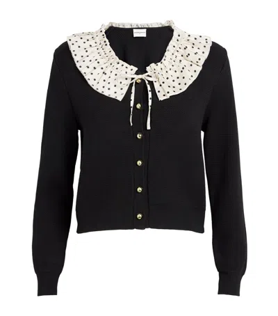 Claudie Pierlot Knitted Collared Cardigan In Noir / Gris