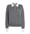 Claudie Pierlot Womens Anthracite Logo-embroidered Long-sleeve Wool-blend Polo In Gray