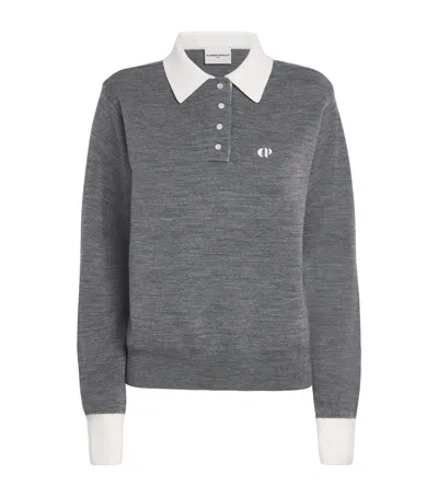 Claudie Pierlot Knitted Logo Polo Shirt In Gray