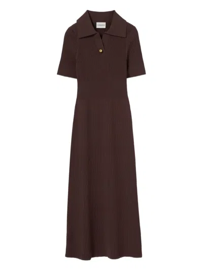 Claudie Pierlot Knitted Midi Dress In Brown