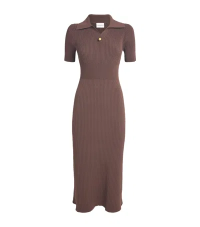 Claudie Pierlot Knitted Midi Dress In Brown