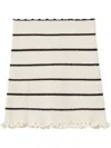 Claudie Pierlot Womens Divers Striped Fringed-trim Cotton-blend Knitted Mini Skirt In White