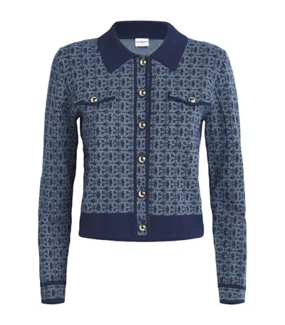 Claudie Pierlot Knitted Monogram Cardigan In Blue