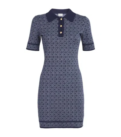 Claudie Pierlot Knitted Monogram Mini Dress In Blue