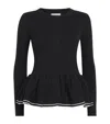 Claudie Pierlot Knitted Peplum Cardigan In Black