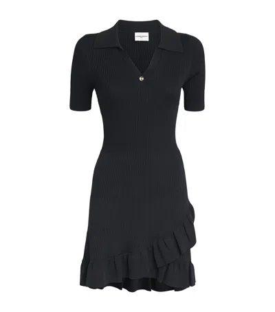 Claudie Pierlot Knitted Polo Mini Dress In Black