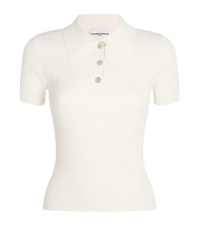 Claudie Pierlot Knitted Polo Shirt In White